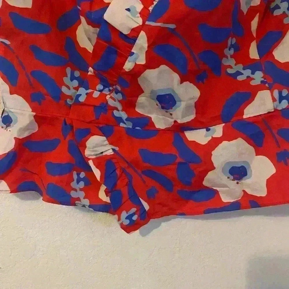 Anthropologie Hutch Strapless Ruffle Trim Floral Red Strapless BohoTop Size 14 - Picture 5 of 12